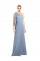 Draped Flutter Sleeves One Shoulder Stretch Crepe Evening Dress