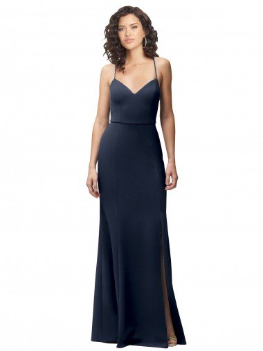Sweetheart Fit and Flare Stretch Crepe Evening Dress with Side Slit and Strappy Back UK
