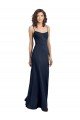 Fit and Flare Scoop Neck Long Sleeveless Stretch Crepe Evening Dress