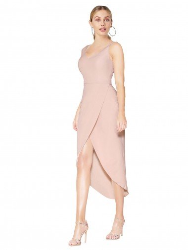 Short Knee Length Crepe Cocktail Evening Dress UK