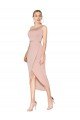 Knee Length One Shoulder Crepe Short Wrap Cocktail Evening Dress