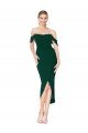 Off the Shoulder Short Knee Length Crepe Wrap Cocktail Evening Dress