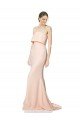 High Neck Strapless Long Crepe Evening Maxi Dress with Overlay