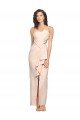 Long Full Length Ruffles Strapless Low Back Crepe Evening Dress with Straps