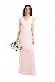 Cap Sleeve A-Line Crepe Evening Dress with Pockets