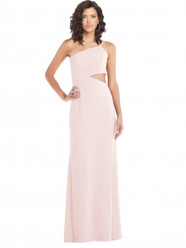 Midriff Cutout Flirty One Shoulder Maxi Crepe Evening Dress UK