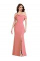 One Shoulder Draped Cuff Evening Maxi Dress with Front Slit