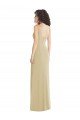 Wide Strap Slash Cutout Empire Crepe Evening Dress with Front Slit