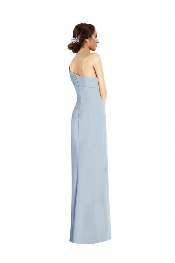 Asymmetrical Off the Shoulder Cuff Trumpet Crepe Evening Dress With Front Slit
