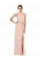 Halter Criss Cross Cutout Back Maxi Crepe Evening Dress