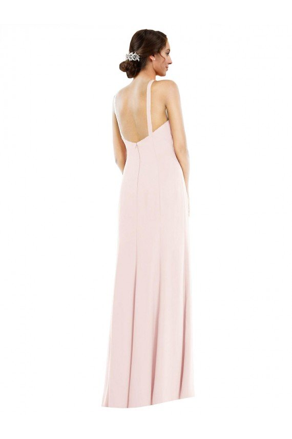 Criss Cross Halter Princess Line Trumpet Crepe Evening Dress