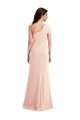One Shoulder Cap Sleeves Trumpet Crepe Evening Dress with Front Slit