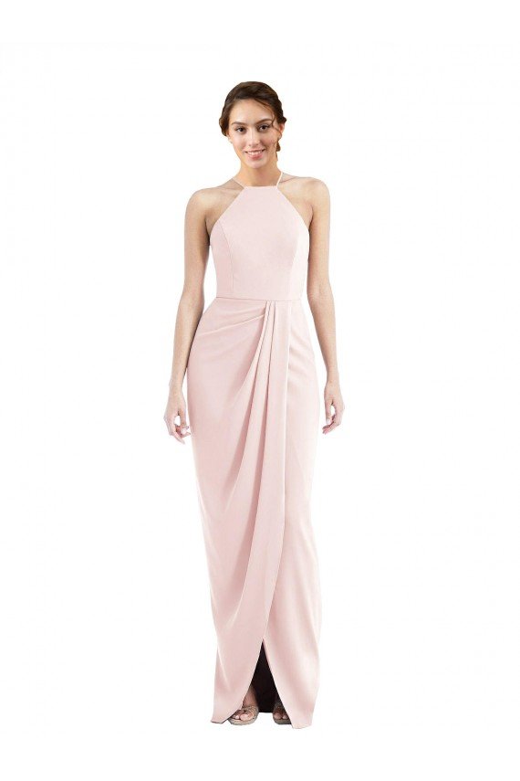 Halter Draped Tulip Skirt Evening Maxi Dress