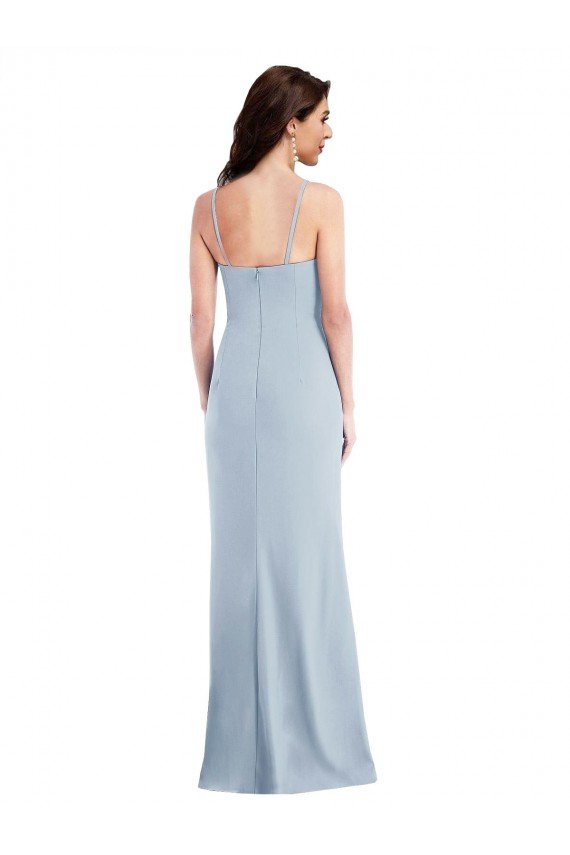Flattering Trumpet Maxi Crepe Evening Dress with Front Slit
