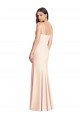 Seamed Bodice Crepe Trumpet Evening Dress with Front Slit
