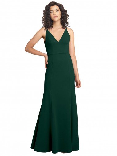 Form Fitting Stretch Crepe A-Line Evening Dress UK