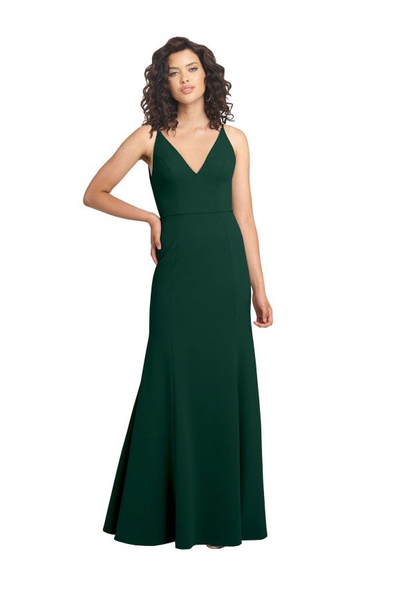 Form Fitting Stretch Crepe A-Line Evening Dress