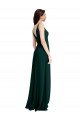 Slim A-Line V-Neck Full Length Crepe Evening Dress with Side Slit