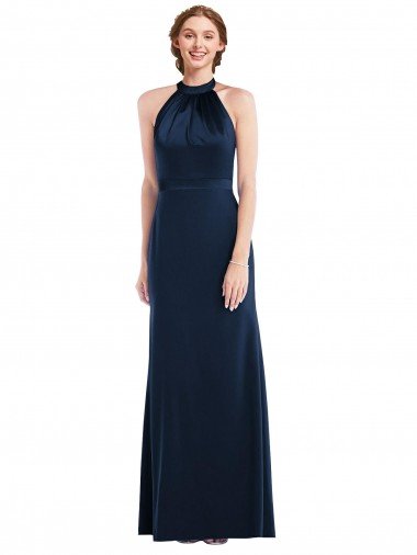 High Neck Open Back Long Evening Maxi Dress UK