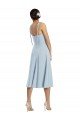 Midi Cocktail Length Bustier Crepe Evening Dress with Back Bow Straps