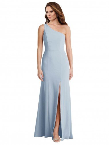 Bold One Shoulder Trumpet Maxi Crepe Evening Dress UK