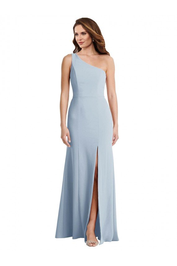 Bold One Shoulder Trumpet Maxi Crepe Evening Dress