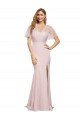Crepe Long Sweetheart Neckline Evening Dress with Tulle Overlay Shoulders
