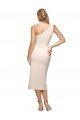 Midi Length One Shoulder Crepe Cocktail Evening Dress with Thigh High Side Split