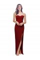 Straight Pencil Skirt Long Sweetheart Crepe Evening Dress with High Side Split
