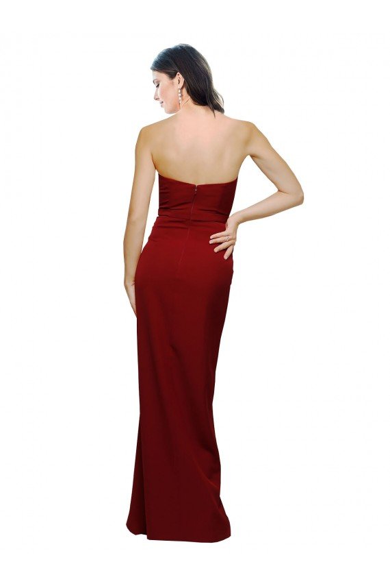 Straight Pencil Skirt Long Sweetheart Crepe Evening Dress with High Side Split