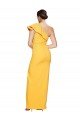 One Shoulder Floor Length Crepe Evening Dress with Thigh High Split