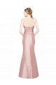 Long Strapless Stretch Satin Evening Dress with Pleats and Low Back