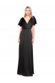 Cap Sleeves Open Back Long Stretch Satin Evening Dress