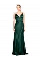 High V-Neck Long Full Length Sheath Stretch Satin Evening Dress