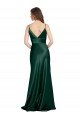 High V-Neck Long Full Length Sheath Stretch Satin Evening Dress