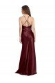 High Neck Halter Long Sleeveless Stretch Satin Evening Dress with Strappy Back