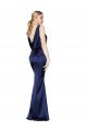Sheath High Neck Stretch Satin Evening Dress Low Back