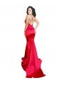 Mermaid Open Back Long Stretch Satin Evening Dress with High Slit