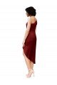 One Shoulder Midi Length Short Stretch Satin Wrap Style Cocktail Evening Dress