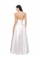 Full Length Strapless V-Cutout Stretch Satin Evening Dress
