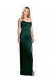Scooped Strapless Neckline Stretech Satin Evening Dress with Side Slit