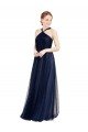 Floor Length Long Halter Pleated Tulle Evening Dress