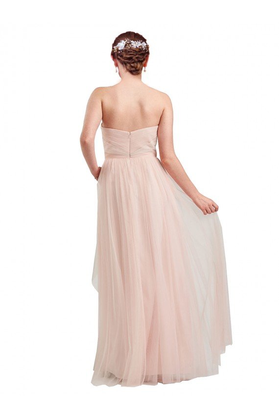 Long Floor Length Sweetheart Pleated Tulle Evening Dress