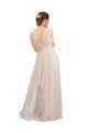 Scooped Neckline Long Tulle Evening Dress with Open Back