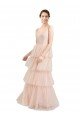 V-Neck A-Line Layered Long Tulle Evening Dress