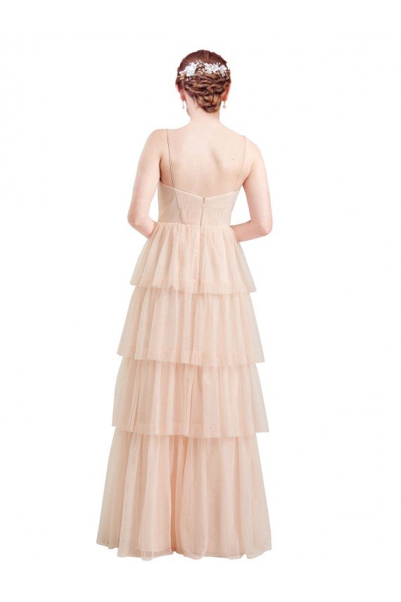 V-Neck A-Line Layered Long Tulle Evening Dress