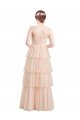 V-Neck A-Line Layered Long Tulle Evening Dress