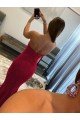Sweetheart Sleeveless Long Sweep Train Velvet Sequin Evening Dress