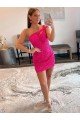 Velvet Sequin One Shoulder Sleeveless Short Evening Dress