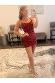 Spaghetti Straps Criss Cross Back Sleeveless Short Velvet Sequin Evening Dress